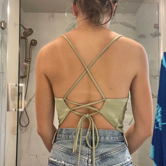 12th Tribe Cowl Neck Satin Top - Picture 4 of 4